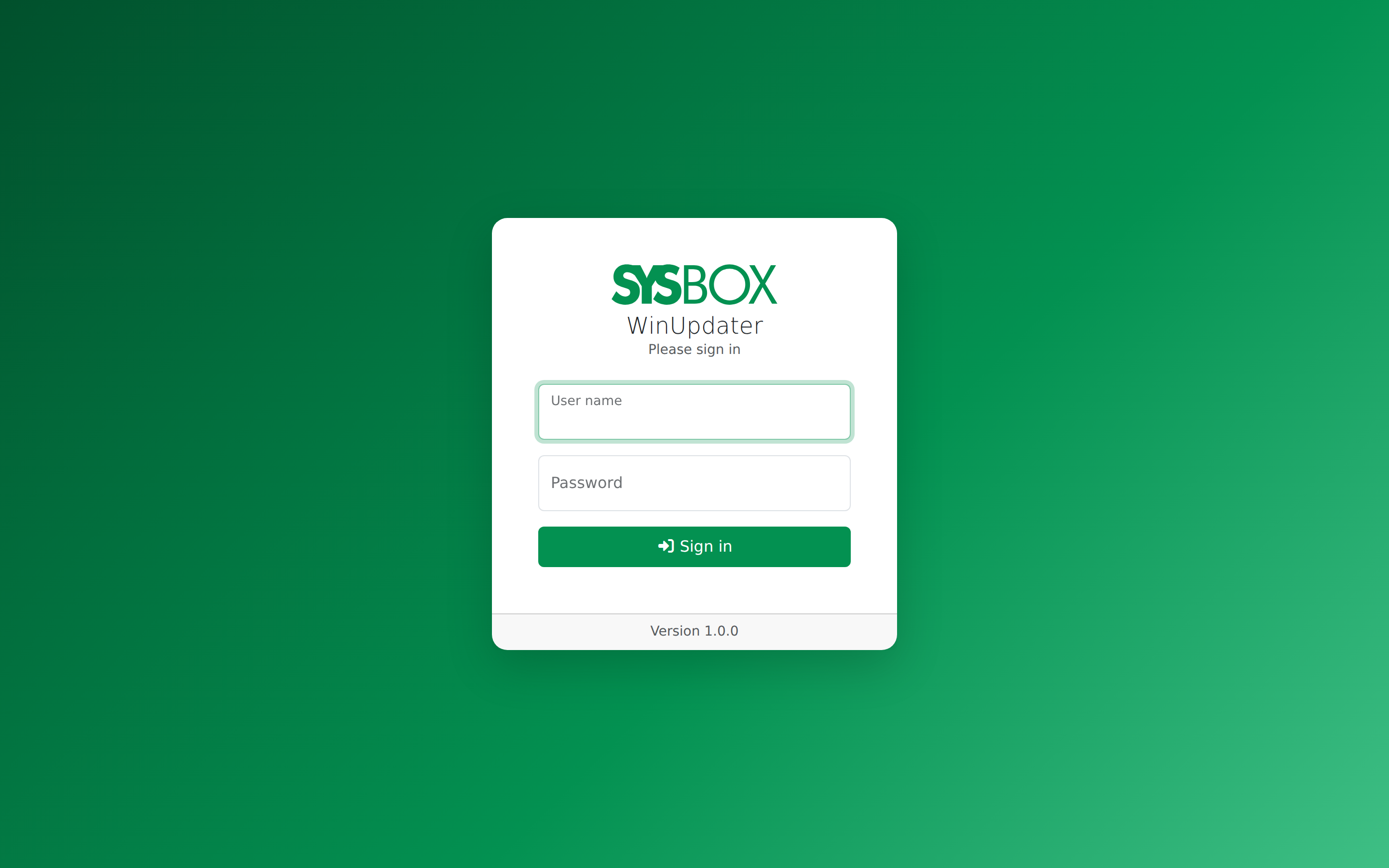 WinUpdater login page